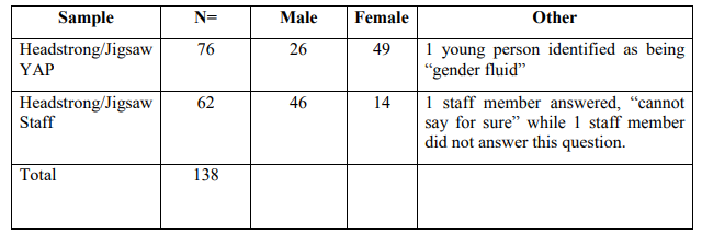 Table 1: Quesionnaire Demographics 